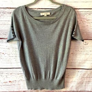 LOFT Short Sleeve Knit Grey Top XS